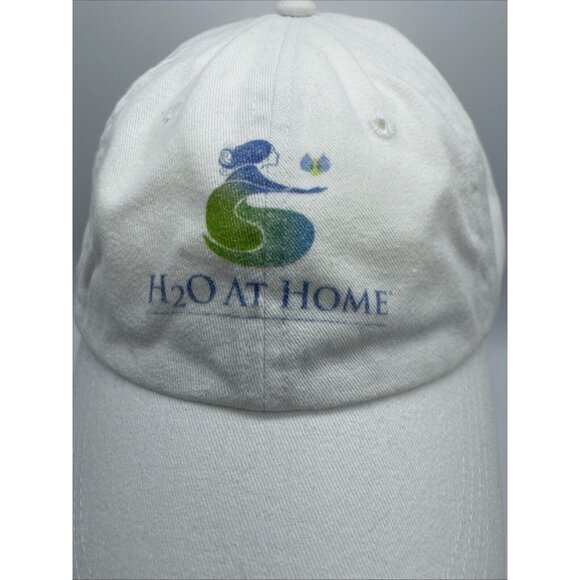 H2O At Home White Baseball Hat Cap Adjustable Strap-back Anvil Cotton - Picture 2 of 10